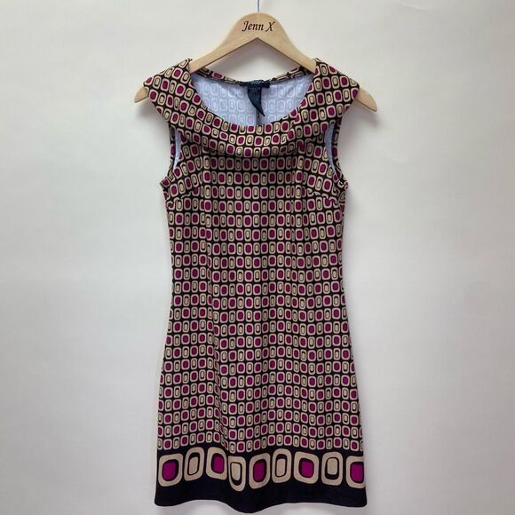 Alyn Paige Boat Neck Sleeveless A-line Dress Size S Geometric Multicolor - Picture 1 of 7